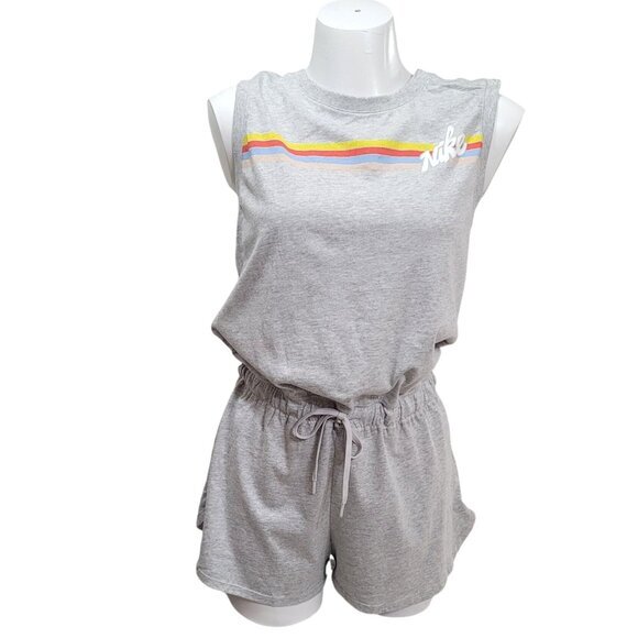 Nike NSW Print Romper Grey Heather Jumpsuit Playsuit L - Picture 1 of 10